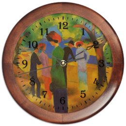 Заказать часы для офиса в Москве. Часы круглые из дерева Дама в зелёном жакете (Август Маке) от trend - готовые дизайны и нанесение принтов.