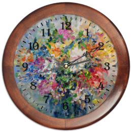 Заказать часы для офиса в Москве. Часы круглые из дерева Ночные цветы от rikart - готовые дизайны и нанесение принтов.