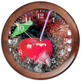 Заказать часы для офиса в Москве. Часы круглые из дерева Яблочный микс от Stil na yarkosti - готовые дизайны и нанесение принтов.
