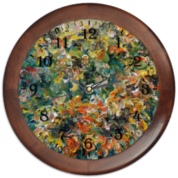 Заказать часы для офиса в Москве. Часы круглые из дерева Подсолнухи от rikart - готовые дизайны и нанесение принтов.