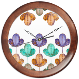 Заказать часы для офиса в Москве. Часы круглые из дерева Осенние листья от Mint Cat - готовые дизайны и нанесение принтов.