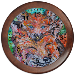 Заказать часы для офиса в Москве. Часы круглые из дерева Лисички  от rikart - готовые дизайны и нанесение принтов.
