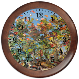 Заказать часы для офиса в Москве. Часы круглые из дерева Зазеркалье от rikart - готовые дизайны и нанесение принтов.