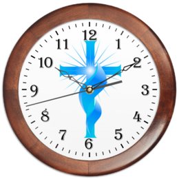 Заказать часы для офиса в Москве. Часы круглые из дерева Христианский крест и священный огонь. от cutworld@yandex.ru - готовые дизайны и нанесение принтов.