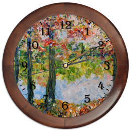 Заказать часы для офиса в Москве. Часы круглые из дерева Озеро от rikart - готовые дизайны и нанесение принтов.