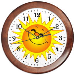 Заказать часы для офиса в Москве. Часы круглые из дерева Солнышко от Nalivaev - готовые дизайны и нанесение принтов.