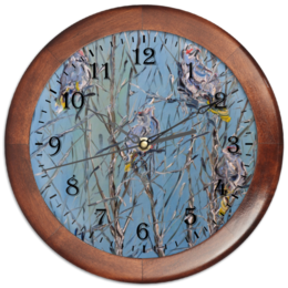 Заказать часы для офиса в Москве. Часы круглые из дерева Февраль от rikart - готовые дизайны и нанесение принтов.
