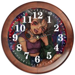 Заказать часы для офиса в Москве. Часы круглые из дерева Мятежница от Дана Столыпина - готовые дизайны и нанесение принтов.