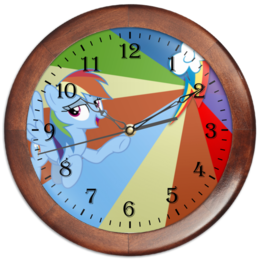 Заказать часы для офиса в Москве. Часы круглые из дерева Rainbow Dash Color Line от shadow_dash - готовые дизайны и нанесение принтов.