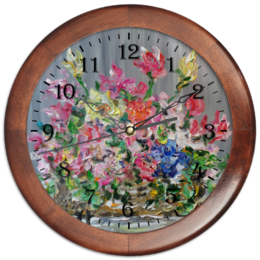 Заказать часы для офиса в Москве. Часы круглые из дерева Букет от rikart - готовые дизайны и нанесение принтов.