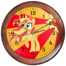 Заказать часы для офиса в Москве. Часы круглые из дерева Sunset Shimmer Color Line от shadow_dash - готовые дизайны и нанесение принтов.