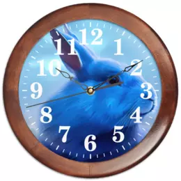 Заказать часы для офиса в Москве. Часы круглые из дерева Голубой водяной кролик от Дана Столыпина - готовые дизайны и нанесение принтов.