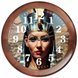 Заказать часы для офиса в Москве. Часы круглые из дерева Царица Египта от Дана Столыпина - готовые дизайны и нанесение принтов.
