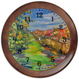 Заказать часы для офиса в Москве. Часы круглые из дерева Питер от rikart - готовые дизайны и нанесение принтов.