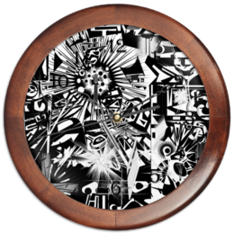 Заказать часы для офиса в Москве. Часы круглые из дерева с яблоком от Vadim Koval - готовые дизайны и нанесение принтов.
