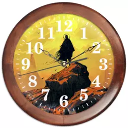 Заказать часы для офиса в Москве. Часы круглые из дерева Темный дух от Дана Столыпина - готовые дизайны и нанесение принтов.