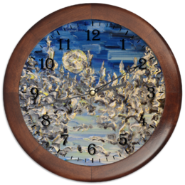 Заказать часы для офиса в Москве. Часы круглые из дерева Хрусталь от rikart - готовые дизайны и нанесение принтов.