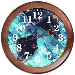 Заказать часы для офиса в Москве. Часы круглые из дерева Светящиеся манты от Дана Столыпина - готовые дизайны и нанесение принтов.