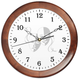 Заказать часы для офиса в Москве. Часы круглые из дерева Маски от dizainer91@bk.ru - готовые дизайны и нанесение принтов.