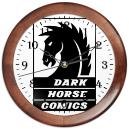 Заказать часы для офиса в Москве. Часы круглые из дерева Dark Horse Comics от YellowCloverShop - готовые дизайны и нанесение принтов.