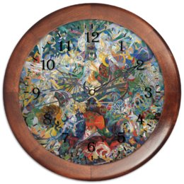 Заказать часы для офиса в Москве. Часы круглые из дерева Битва Огней, Кони-Айленд (Джозеф Стелла) от trend - готовые дизайны и нанесение принтов.