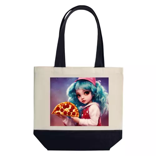 Заказать сумку в Москве. Шоппер Девочка с пиццей от Дана Столыпина - готовые дизайны и нанесение принтов.