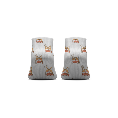 Заказать носки в Москве. Носки короткие корги от queen  - готовые дизайны и нанесение принтов.