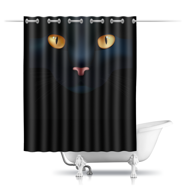 Printio Шторы в ванную Чёрная кошка printio шторы в ванную чёрная кошка