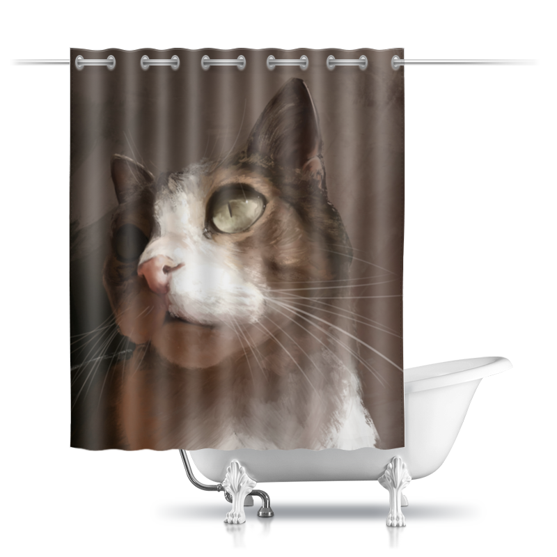 printio шторы в ванную чеширский котик Printio Шторы в ванную Котик