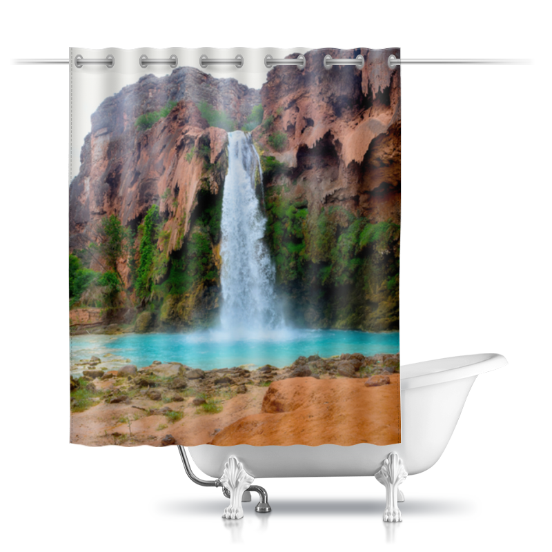 printio шторы в ванную водопад из разноцветных сердец Printio Шторы в ванную Водопад