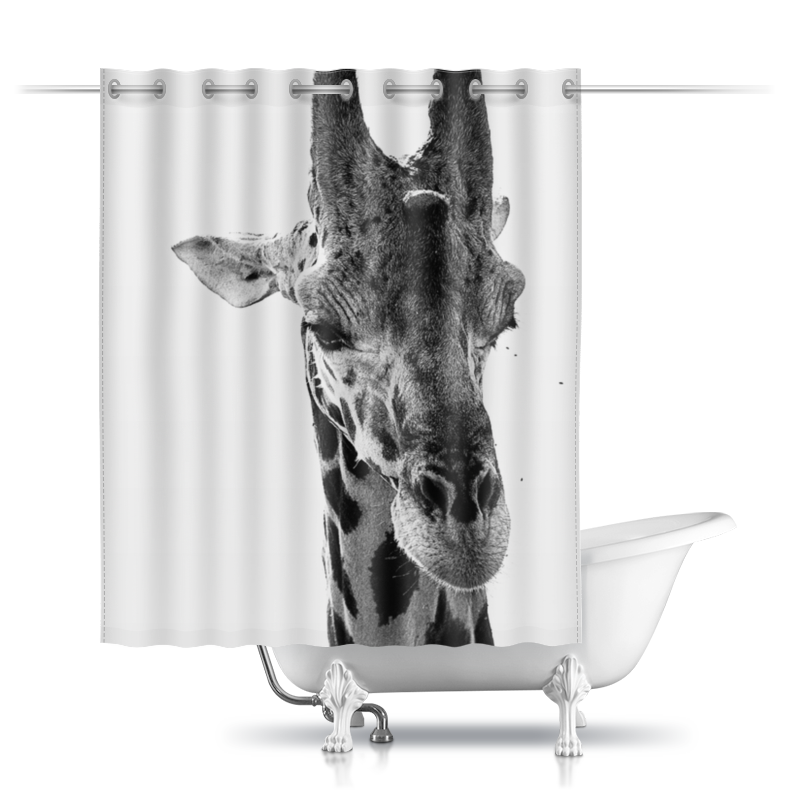Printio Шторы в ванную Голова самца жирафа портрет по фото шерлок