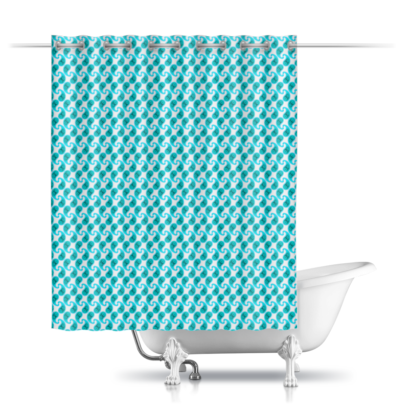 Printio Шторы в ванную Голубой орнамент для ванной