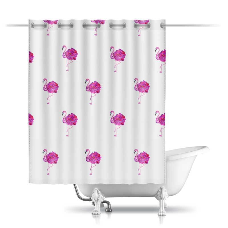 Printio Шторы в ванную Штора в ванную розовый фламинго