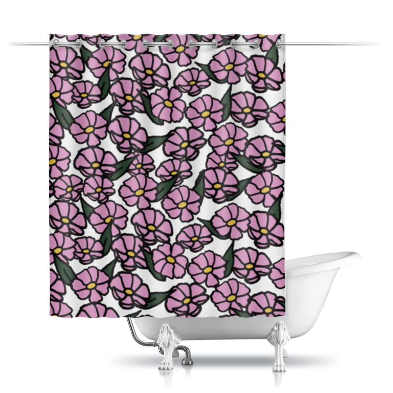 Printio Шторы в ванную Розовые цветы