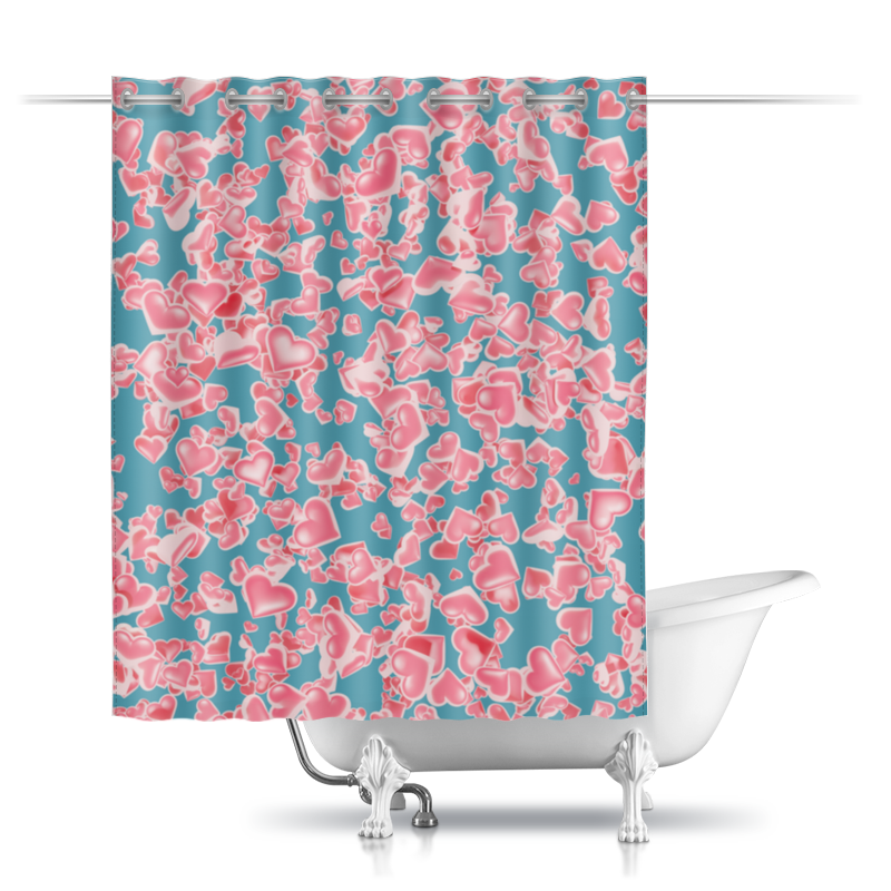 printio шторы в ванную знойный цветок из серии полуденный луг Printio Шторы в ванную Дождь из сердец
