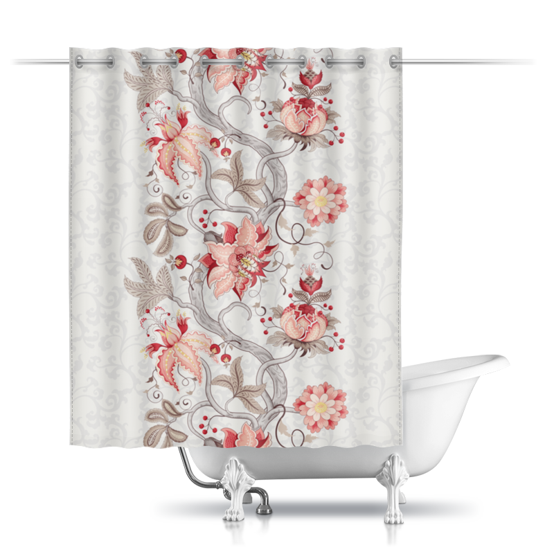 printio шторы в ванную розовые цветы Printio Шторы в ванную Цветы