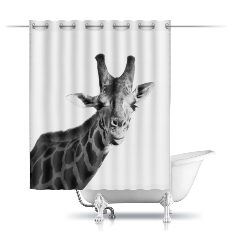 Printio Шторы в ванную Жираф показывает язык printio шторы в ванную черно белое