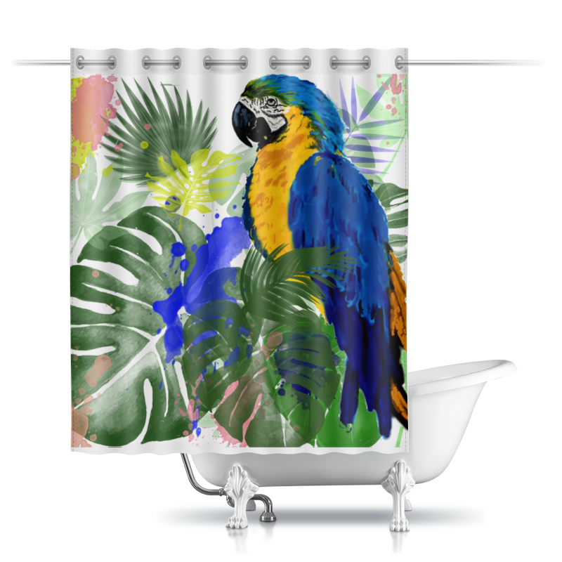 Printio Шторы в ванную Попугай в тропиках printio тетрадь на пружине попугай в тропиках