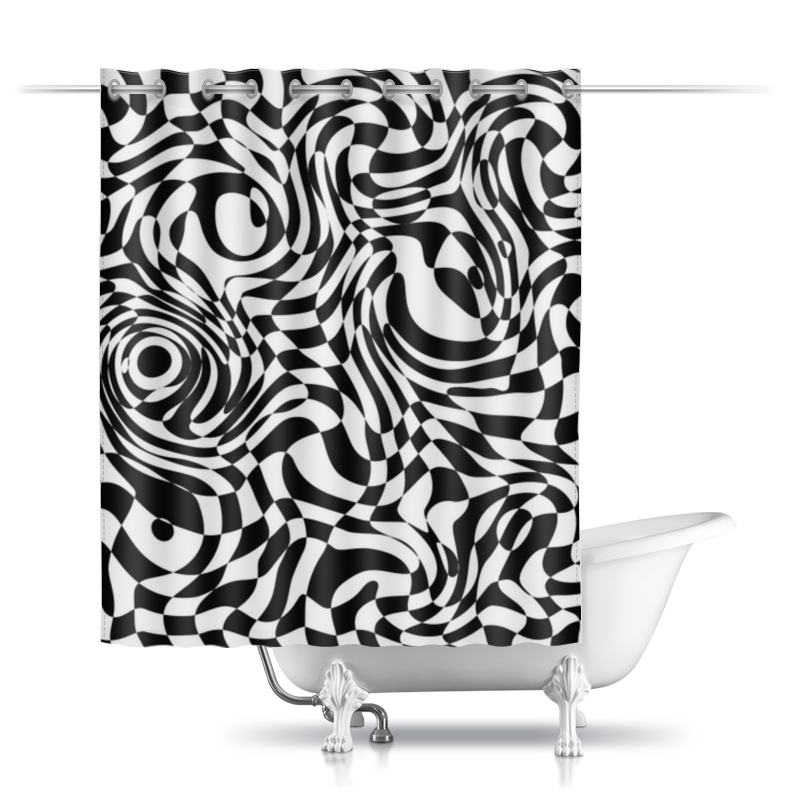 Printio Шторы в ванную Шахматная абстракция модульная картина черно белая абстракция 130x56