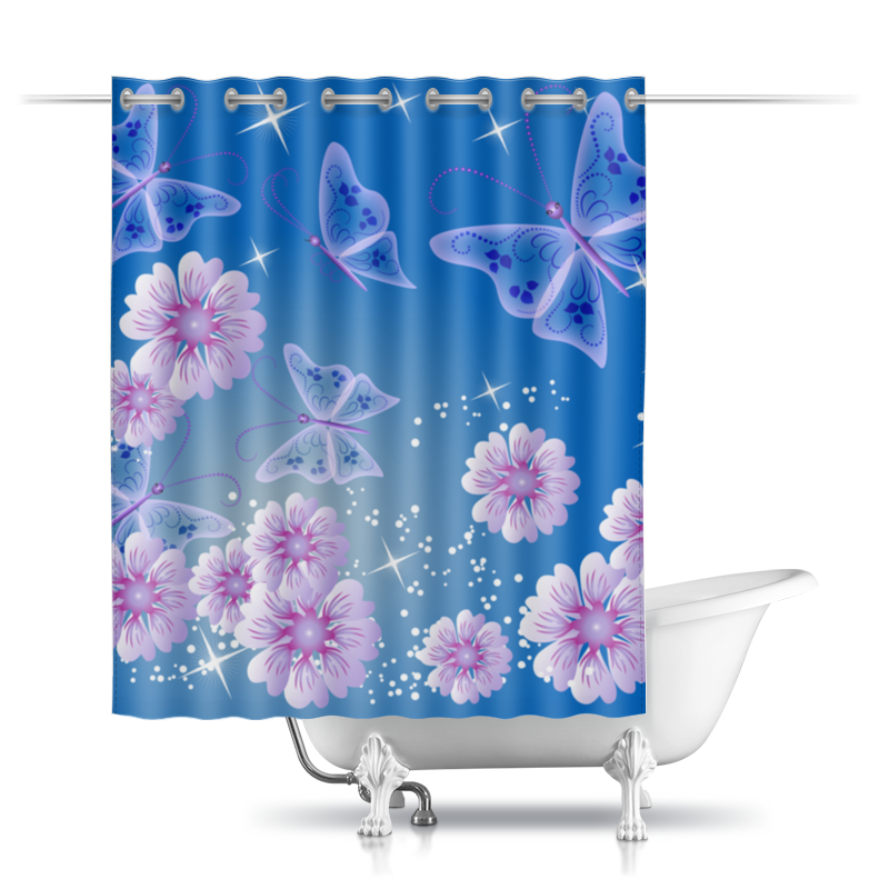 printio шторы в ванную розовые цветы Printio Шторы в ванную Летние цветы