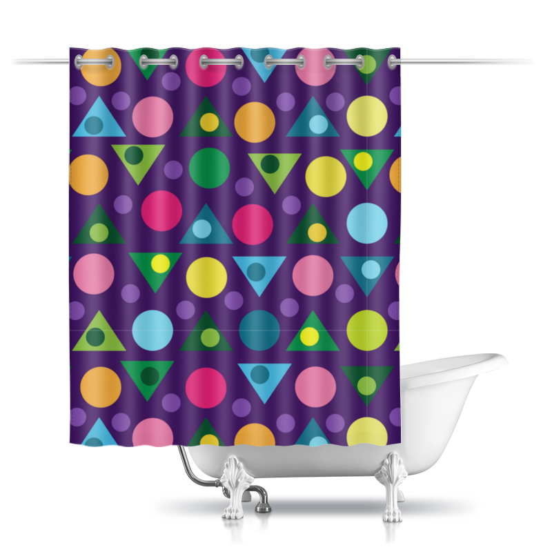 printio шторы в ванную водопад из разноцветных сердец Printio Шторы в ванную Пёстрая геометрия