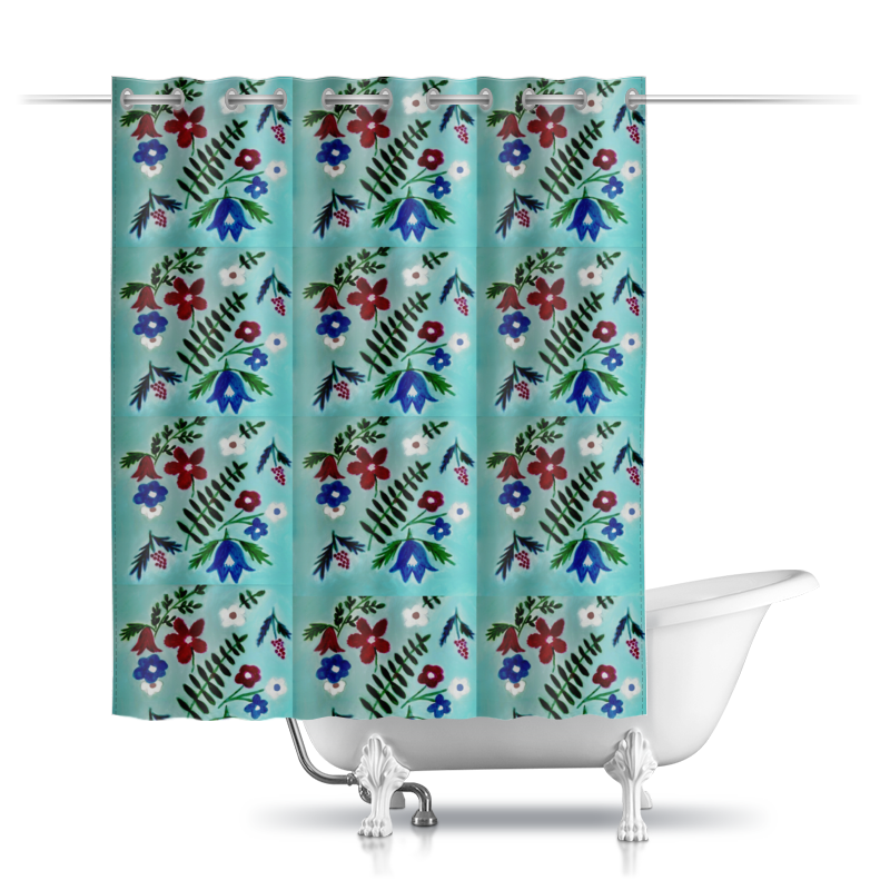 Printio Шторы в ванную Цветы на голубом printio шторы в ванную полевые цветы