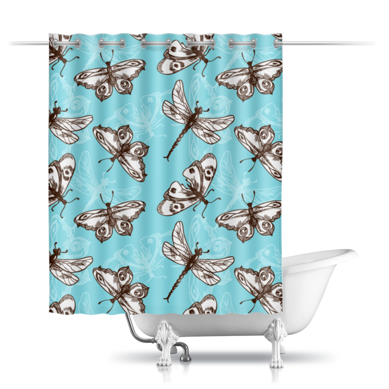 Printio Шторы в ванную Бабочки и стрекозы printio шторы в ванную бабочки