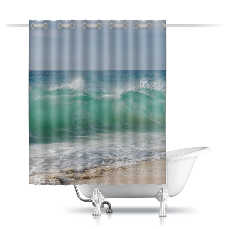 Printio Шторы в ванную Волны у берега. шторы для ванны aqua prime шторы для ванн пвх 031d1 180х180 см