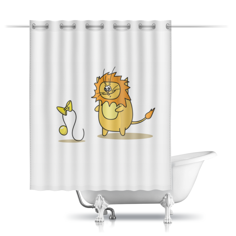 Printio Шторы в ванную Кот лев. подарок для льва printio шторы в ванную кот с гитарой мышь в танце