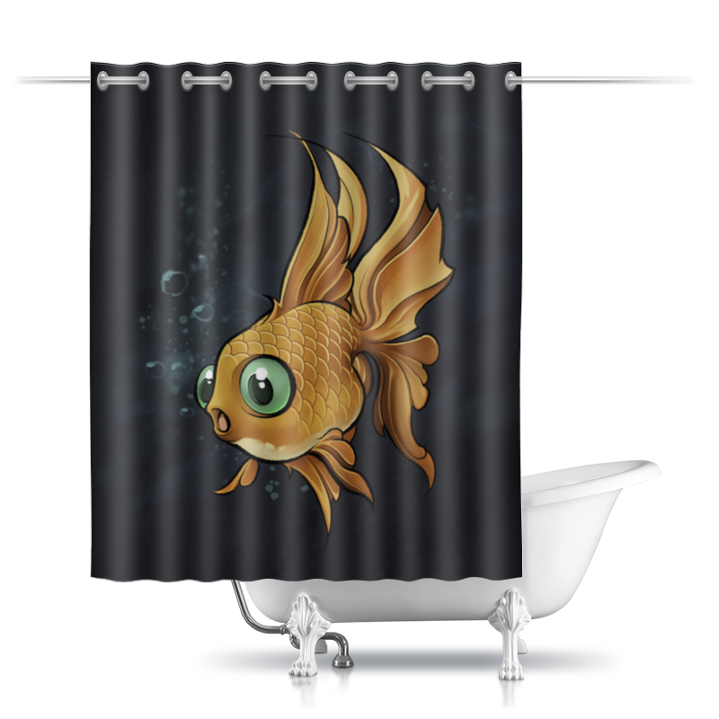 printio шторы в ванную золотая аквариумная рыбка Printio Шторы в ванную Золотая рыбка