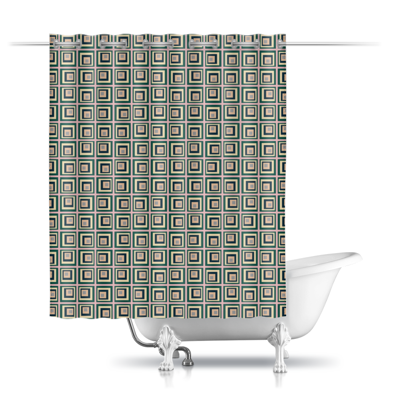 printio шторы в ванную водопад из разноцветных сердец Printio Шторы в ванную Квадраты