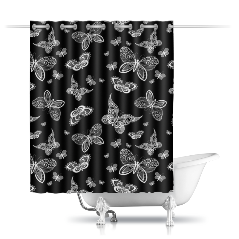Printio Шторы в ванную Кружевные бабочки силиконовый чехол на meizu m6t узор из бабочек для мейзу м6т