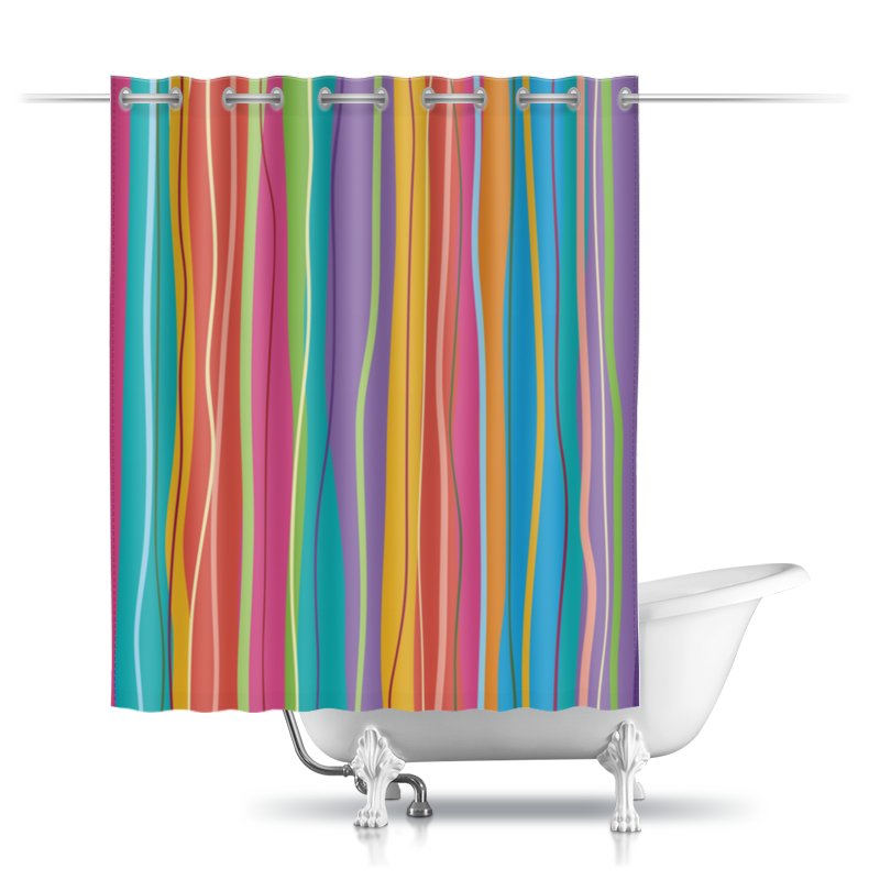 printio шторы в ванную водопад из разноцветных сердец Printio Шторы в ванную Разноцветная абстракция