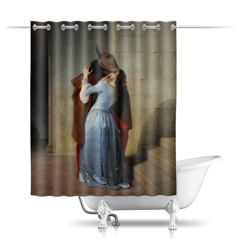 Printio Шторы в ванную Поцелуй (франческо айец) printio плакат a3 29 7×42 поцелуй франческо айец
